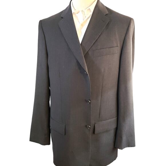 mens sport coat 44L suit jacket 44 long blazer gray Italian 3 buttons - Picture 1 of 6